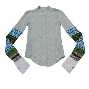 We The Free Gray Grey Crochet Arm Thermal Top Size XS